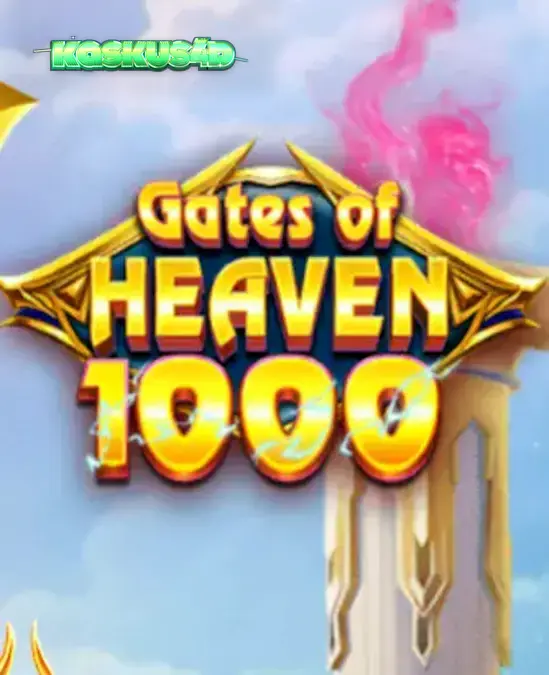 Pemandangan gerbang surgawi dan Zeus dalam permainan slot Gates of Heaven 1000